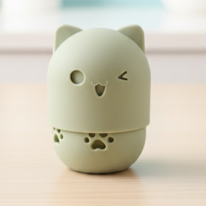 Kit Esponja de Maquiagem + Protetor de Silicone "Gatinho"